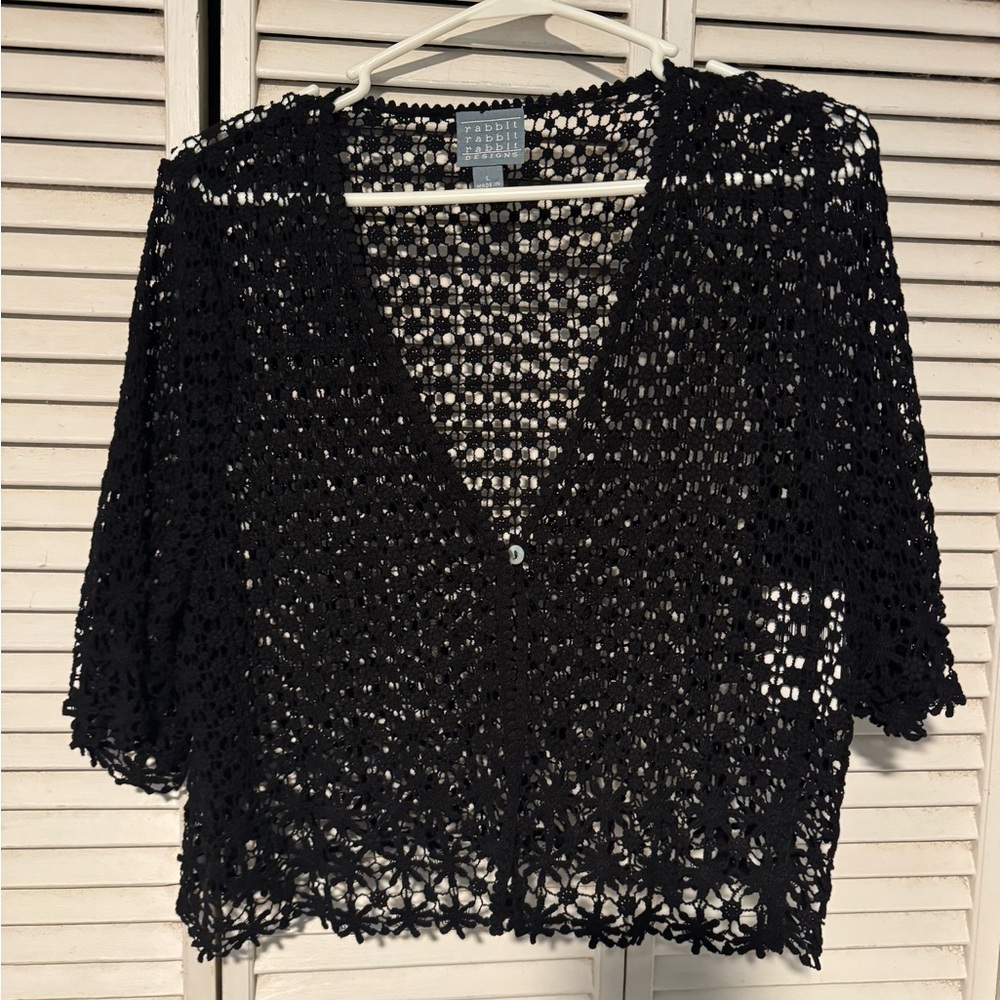 Rabbit Rabbit Rabbit Black Crochet Top